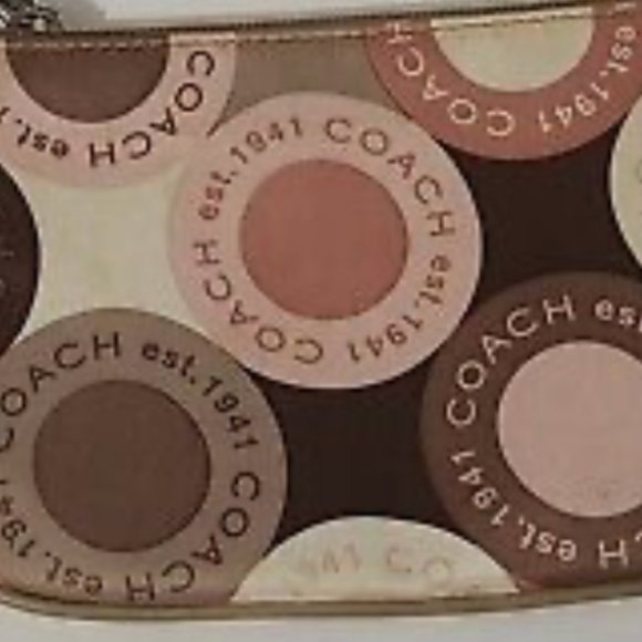 Coach Brown Pink Signature Circle Print 6" Wristlet - Picture 5 of 5